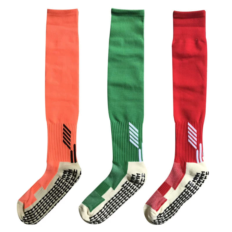 Pack of Three Pairs Adult Breathable Towel Bottom Soccer Socks Training Practice Thickened Long Socks Glue Dispensing Non-Slip Sports Thigh High Socks - Yallafit