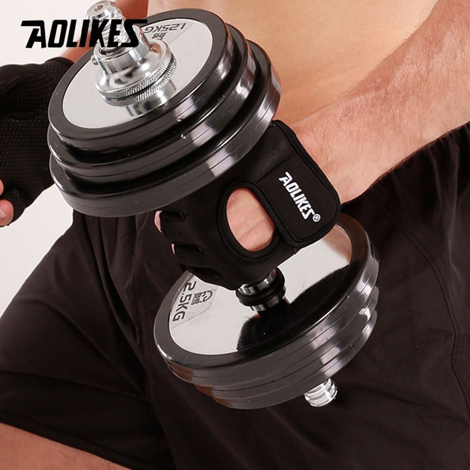 AOLIKES 1 Pair Men Women Gym Half Finger Sports Fitness Exercise Training Wrist Gloves Anti-slip Resistance Weightlifting Gloves - Yallafit