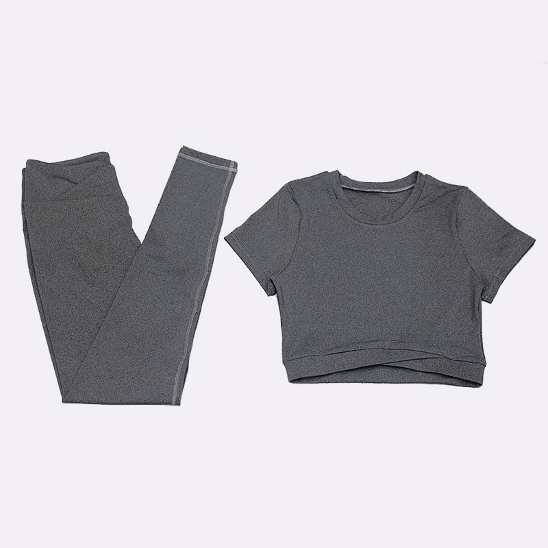 Gray Sport Suit Women Fitness Running Yoga Set High Waist Hip Push Up Sport Costume Women Tracksuit Jogging Suits Sport Clothing - Yallafit