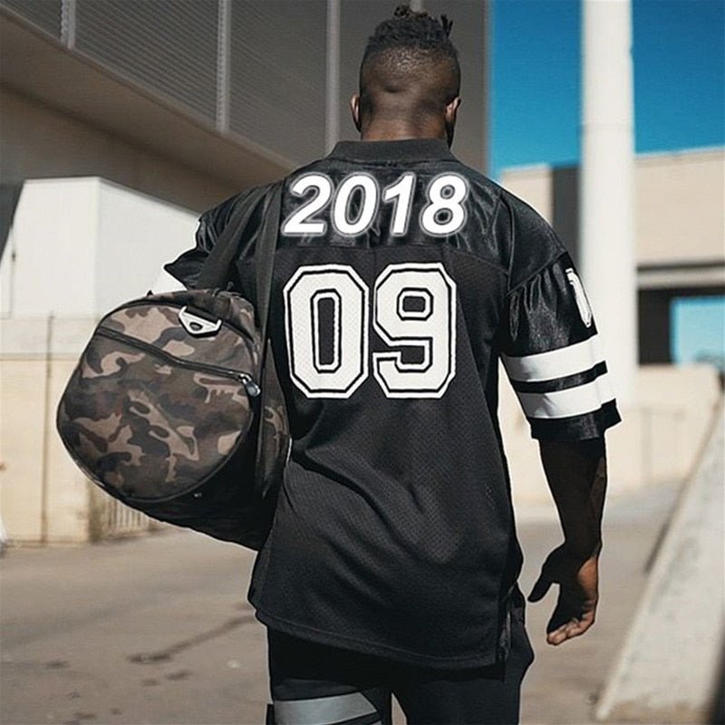 Men Casual Printing Short Sleeve Quick Drying T-Shirt Bodybuilding Elasticity Basketball Clothes Fitness Gym T Shirt Size M-XXL - Yallafit