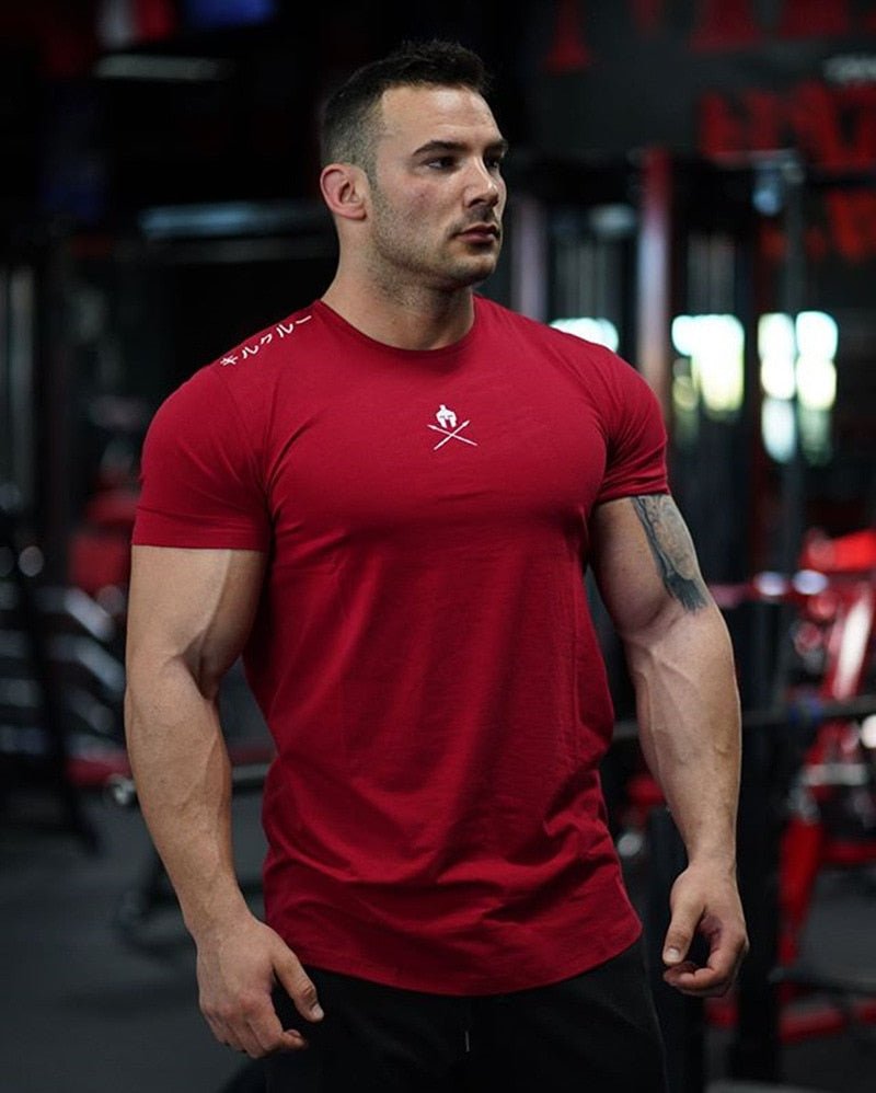 Men T Shirts Fashion Summer Bodybuilding Letter Printed Tshirt Men GYM Fitness Workout O-Neck Show Muscle - Yallafit 0
