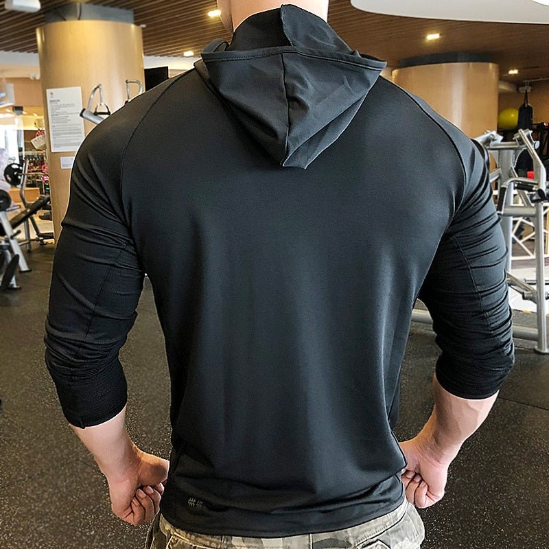 Men's Running Training Jackets Elastic Breathable Hoody Quick Dry Gym Hoodies Workout Fitness Clothing For Man Casual Sportwear - Yallafit 0