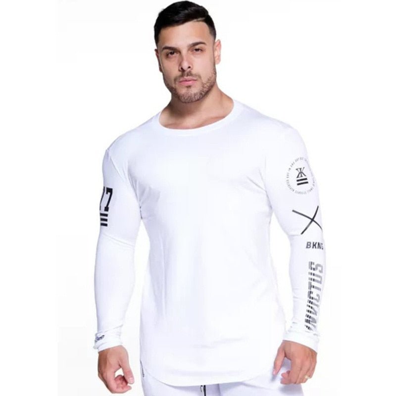New T-shirt Long Sleeve Autumn Gyms Brand Clothing Cotton Joggres Bodybuilding Exercise Shirt 2XL - Yallafit