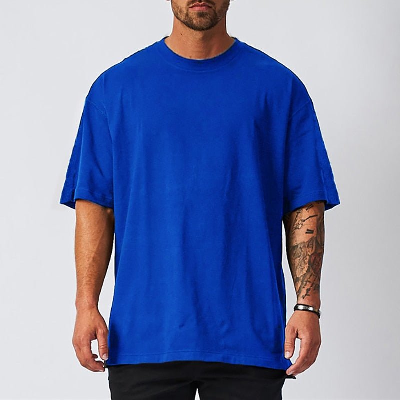 Oversized Loose Short Sleeve T Shirt Mens Fashion Streetwear Fitness lifestyle T-shirt Summer Brand Gym Clothing Workout Tshirt - Yallafit
