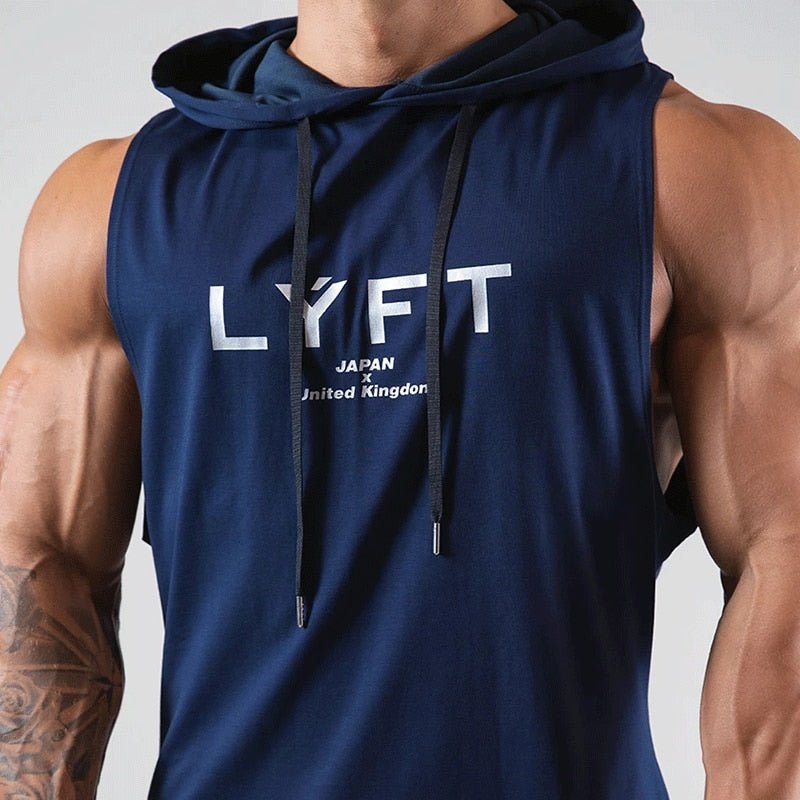 Summer Sleeveless Hoodie Gym Men's Vest Sports Bodybuilding Fitness Navy Blue Sports Vest Basketball Fashion Slim Casual Tops - Yallafit 0