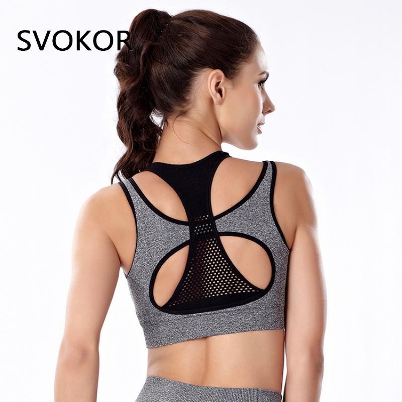 SVOKOR Sexy Bra Women Sport Padded Bralette Full Coverage Active Bras Push Up Wireless Workout Underwear Mesh Shockproof Tops - Yallafit 0