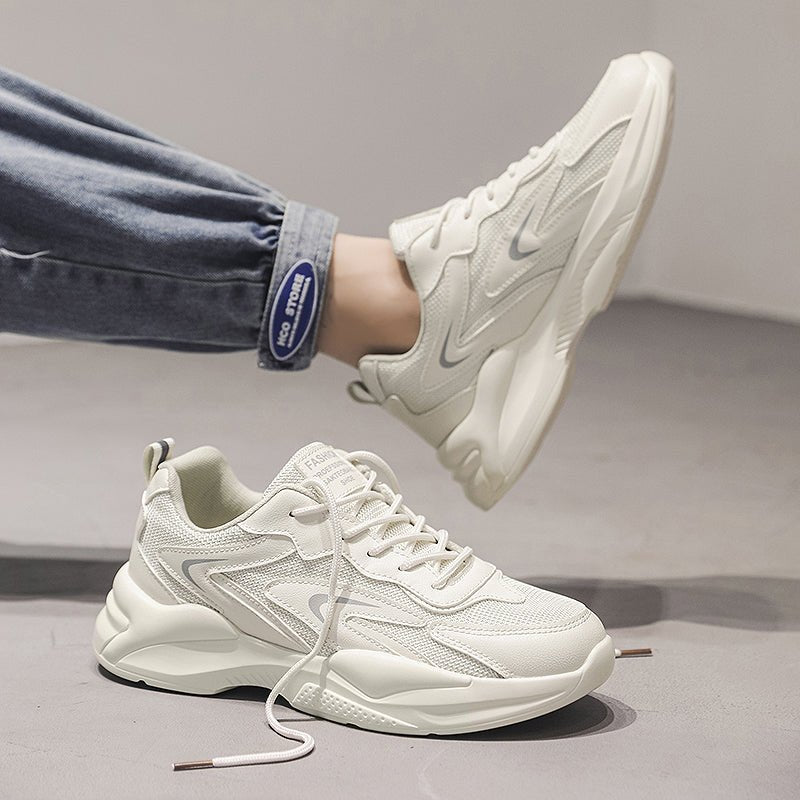 White Spring and Autumn Running Leisure Height Increasing Putian Men's Shoes - Yallafit