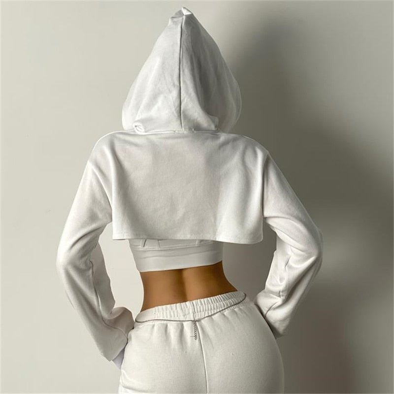 Women Fitness Crop Top Cotton Sports Shirts Long Sleeves Hoodie Sweatshirt Gym Workout Yoga T-shirts - Yallafit 0