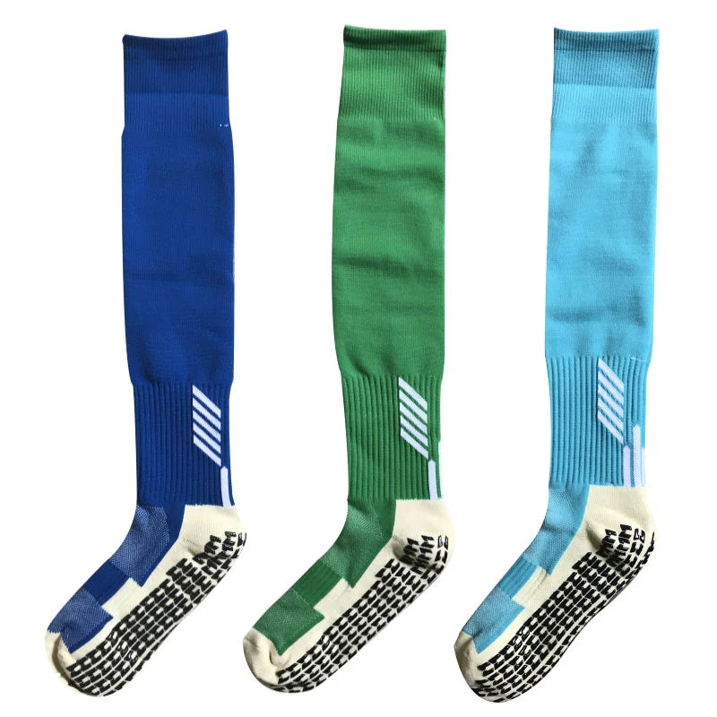 Pack of Three Pairs Adult Breathable Towel Bottom Soccer Socks Training Practice Thickened Long Socks Glue Dispensing Non-Slip Sports Thigh High Socks - Yallafit