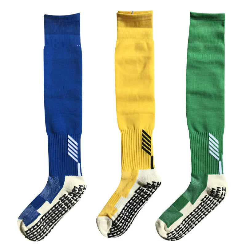 Pack of Three Pairs Adult Breathable Towel Bottom Soccer Socks Training Practice Thickened Long Socks Glue Dispensing Non-Slip Sports Thigh High Socks - Yallafit