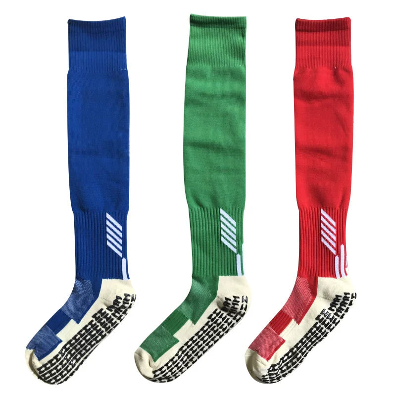 Pack of Three Pairs Adult Breathable Towel Bottom Soccer Socks Training Practice Thickened Long Socks Glue Dispensing Non-Slip Sports Thigh High Socks - Yallafit