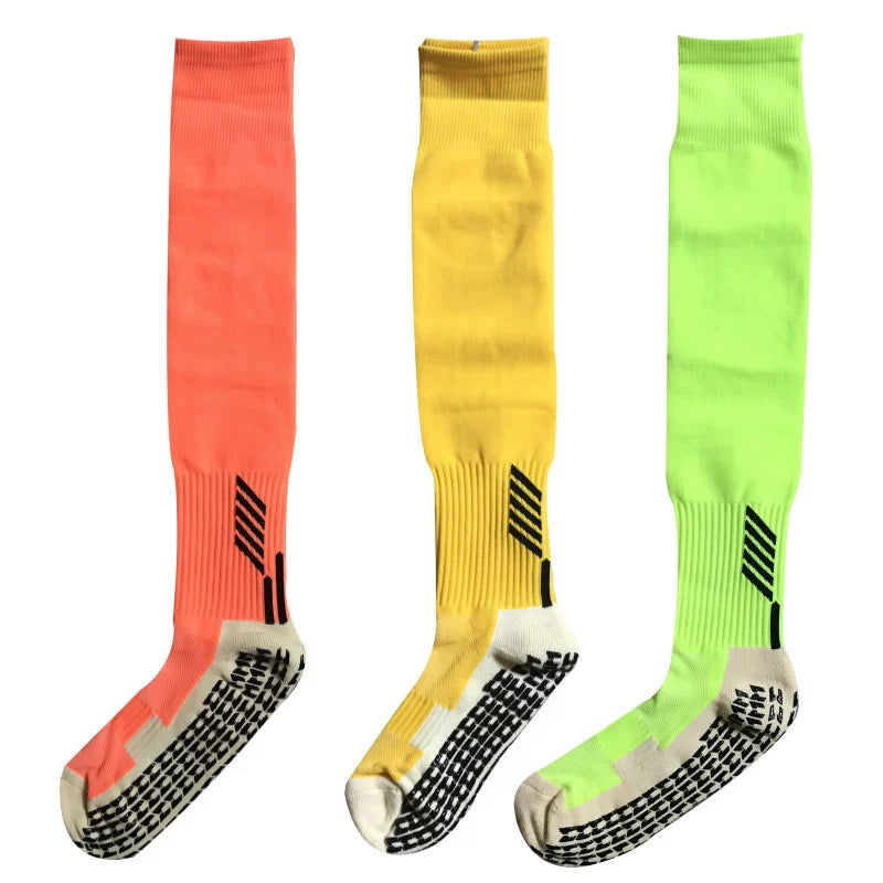 Pack of Three Pairs Adult Breathable Towel Bottom Soccer Socks Training Practice Thickened Long Socks Glue Dispensing Non-Slip Sports Thigh High Socks - Yallafit