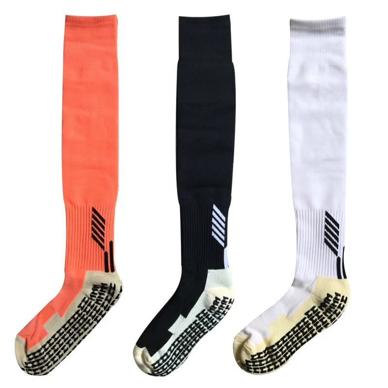 Pack of Three Pairs Adult Breathable Towel Bottom Soccer Socks Training Practice Thickened Long Socks Glue Dispensing Non-Slip Sports Thigh High Socks - Yallafit