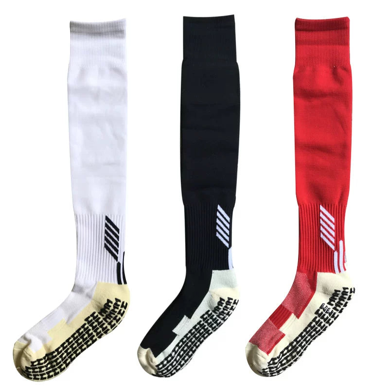 Pack of Three Pairs Adult Breathable Towel Bottom Soccer Socks Training Practice Thickened Long Socks Glue Dispensing Non-Slip Sports Thigh High Socks - Yallafit