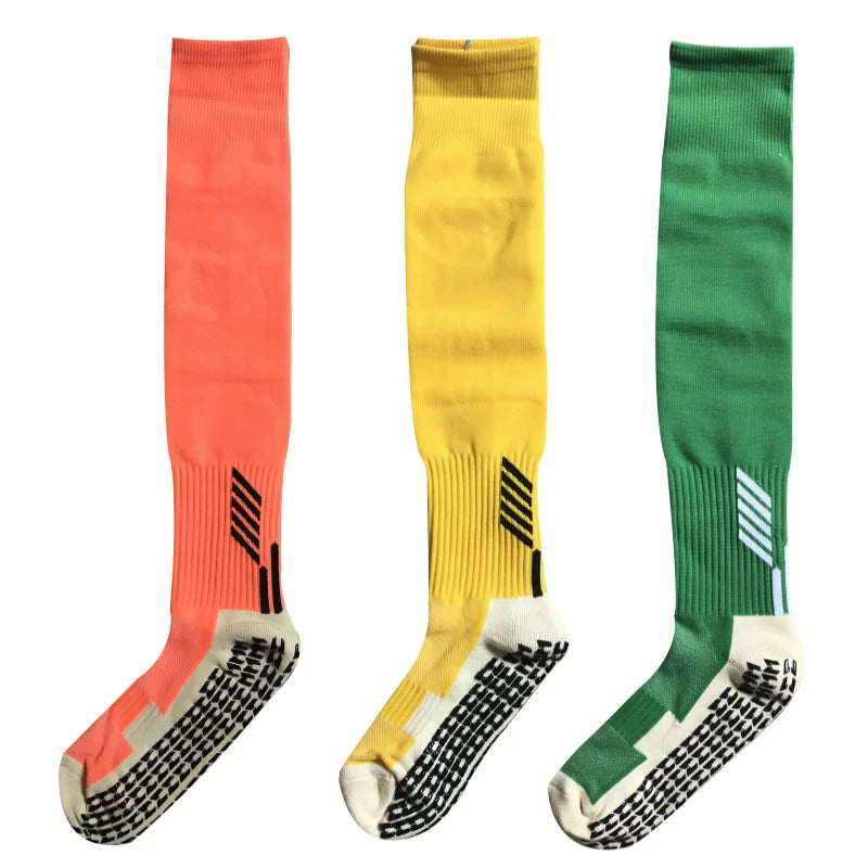 Pack of Three Pairs Adult Breathable Towel Bottom Soccer Socks Training Practice Thickened Long Socks Glue Dispensing Non-Slip Sports Thigh High Socks - Yallafit