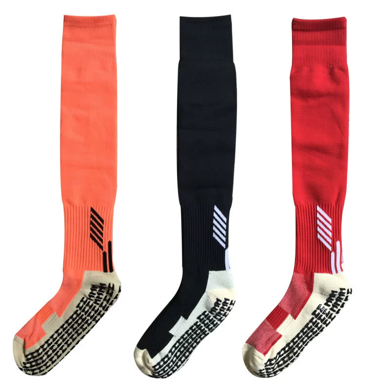 Pack of Three Pairs Adult Breathable Towel Bottom Soccer Socks Training Practice Thickened Long Socks Glue Dispensing Non-Slip Sports Thigh High Socks - Yallafit