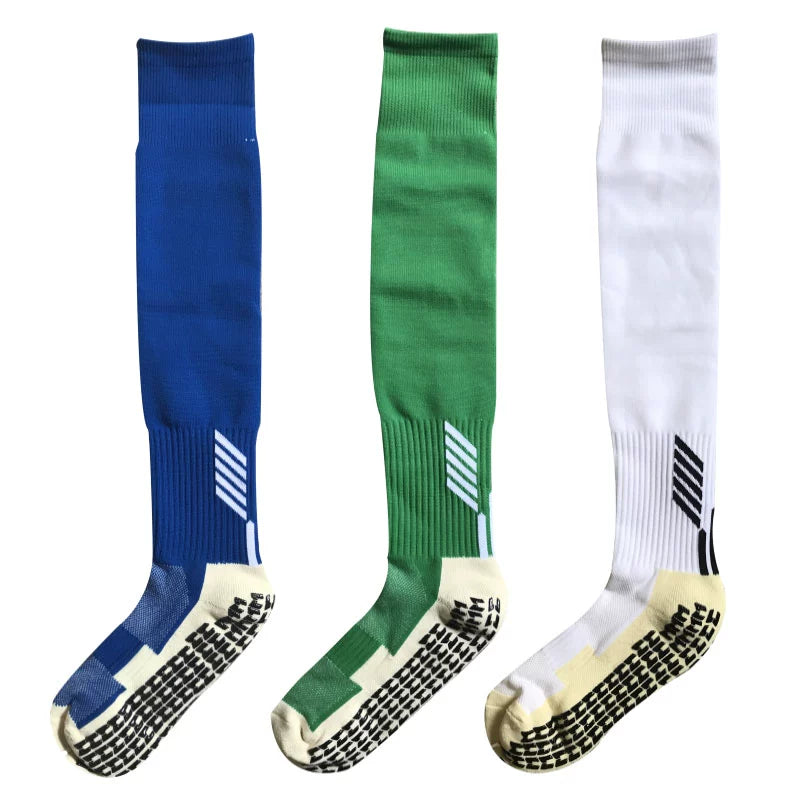 Pack of Three Pairs Adult Breathable Towel Bottom Soccer Socks Training Practice Thickened Long Socks Glue Dispensing Non-Slip Sports Thigh High Socks - Yallafit