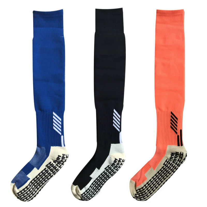 Pack of Three Pairs Adult Breathable Towel Bottom Soccer Socks Training Practice Thickened Long Socks Glue Dispensing Non-Slip Sports Thigh High Socks - Yallafit