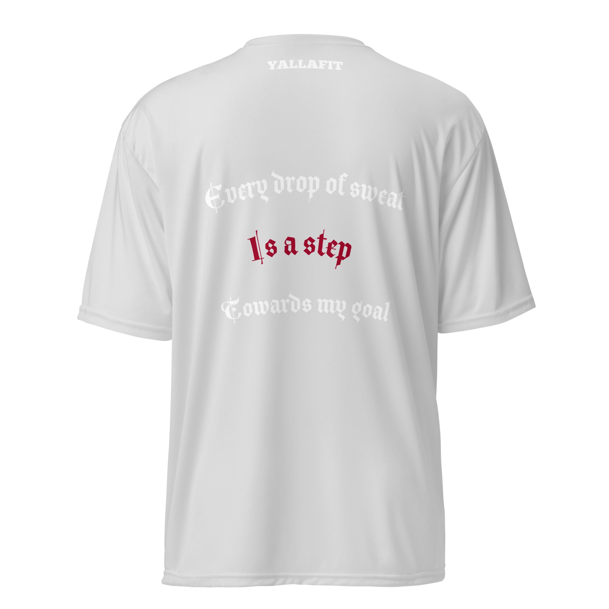 performance crew neck t-shirt with back quote - Yallafit