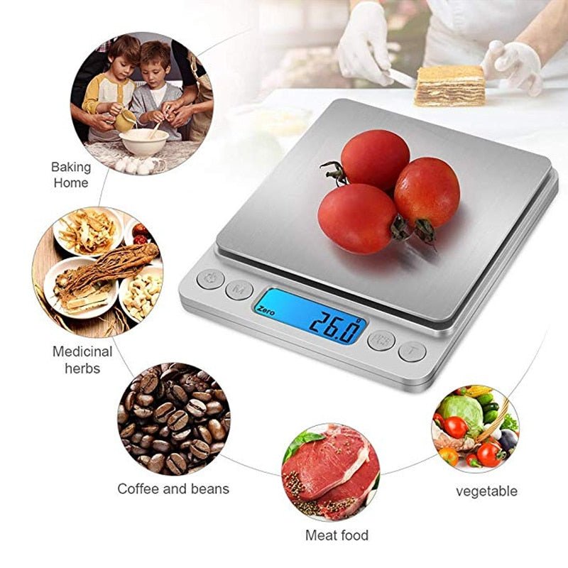 0.01g/0.1g Precision LCD Digital Scales 500g/3000g Mini Electronic Grams Weight Balance Scale for Tea Baking Weighing Scale - Yallafit