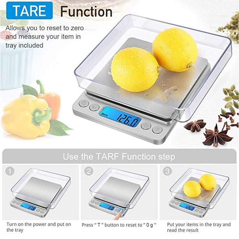 0.01g/0.1g Precision LCD Digital Scales 500g/3000g Mini Electronic Grams Weight Balance Scale for Tea Baking Weighing Scale - Yallafit
