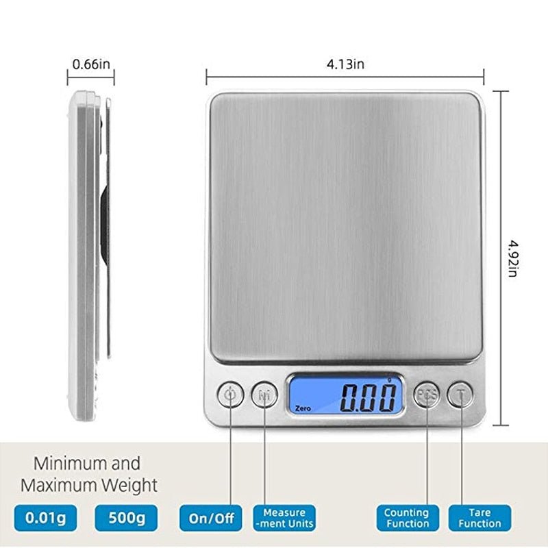 0.01g/0.1g Precision LCD Digital Scales 500g/3000g Mini Electronic Grams Weight Balance Scale for Tea Baking Weighing Scale - Yallafit