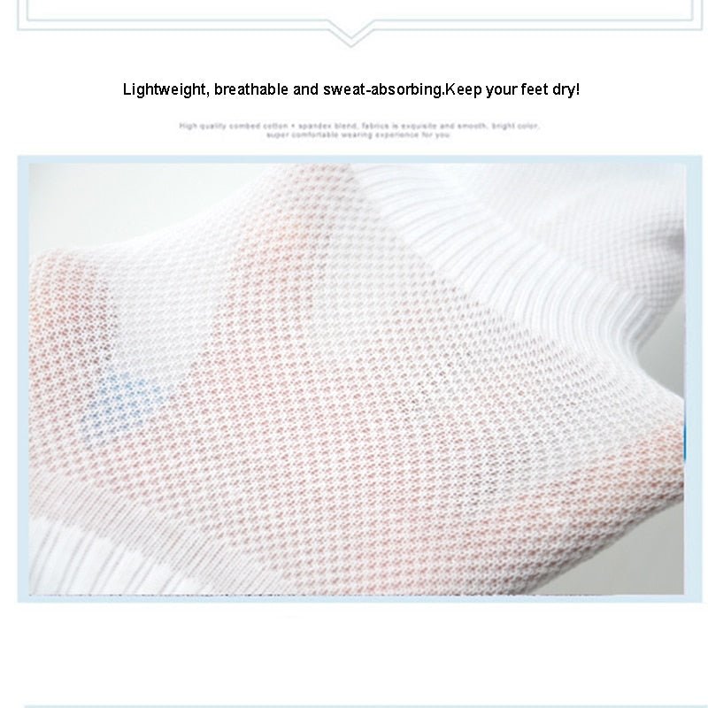 10 Pair High Quality Men Ankle Socks Breathable Cotton Sports Socks Mesh Casual Athletic Summer Thin Cut Short Sokken Size 38-48 - Yallafit