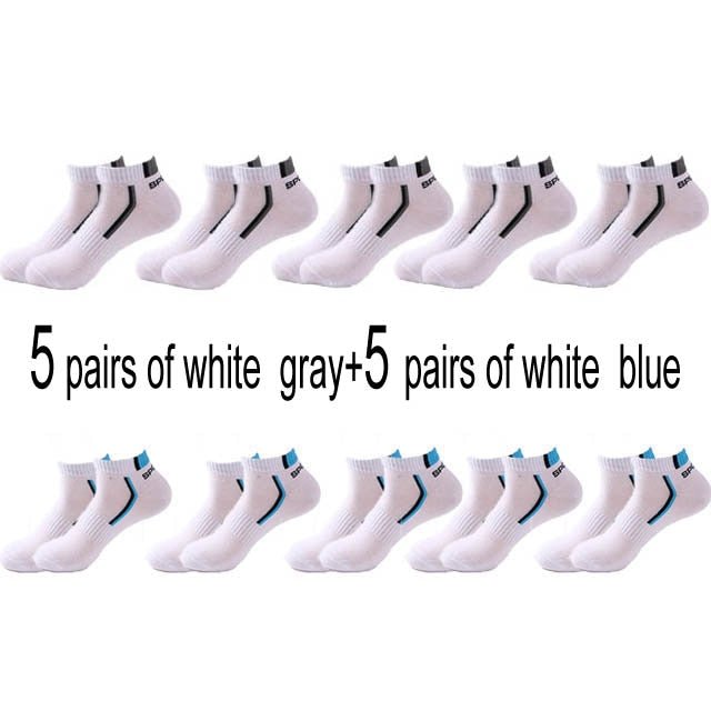 10 Pair High Quality Men Ankle Socks Breathable Cotton Sports Socks Mesh Casual Athletic Summer Thin Cut Short Sokken Size 38-48 - Yallafit