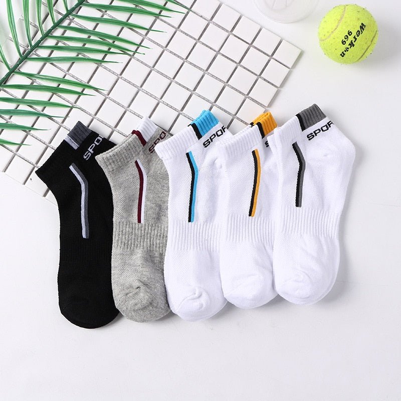 10 Pair High Quality Men Ankle Socks Breathable Cotton Sports Socks Mesh Casual Athletic Summer Thin Cut Short Sokken Size 38-48 - Yallafit