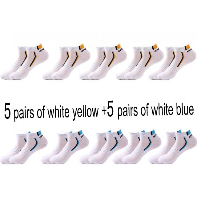 10 Pair High Quality Men Ankle Socks Breathable Cotton Sports Socks Mesh Casual Athletic Summer Thin Cut Short Sokken Size 38-48 - Yallafit