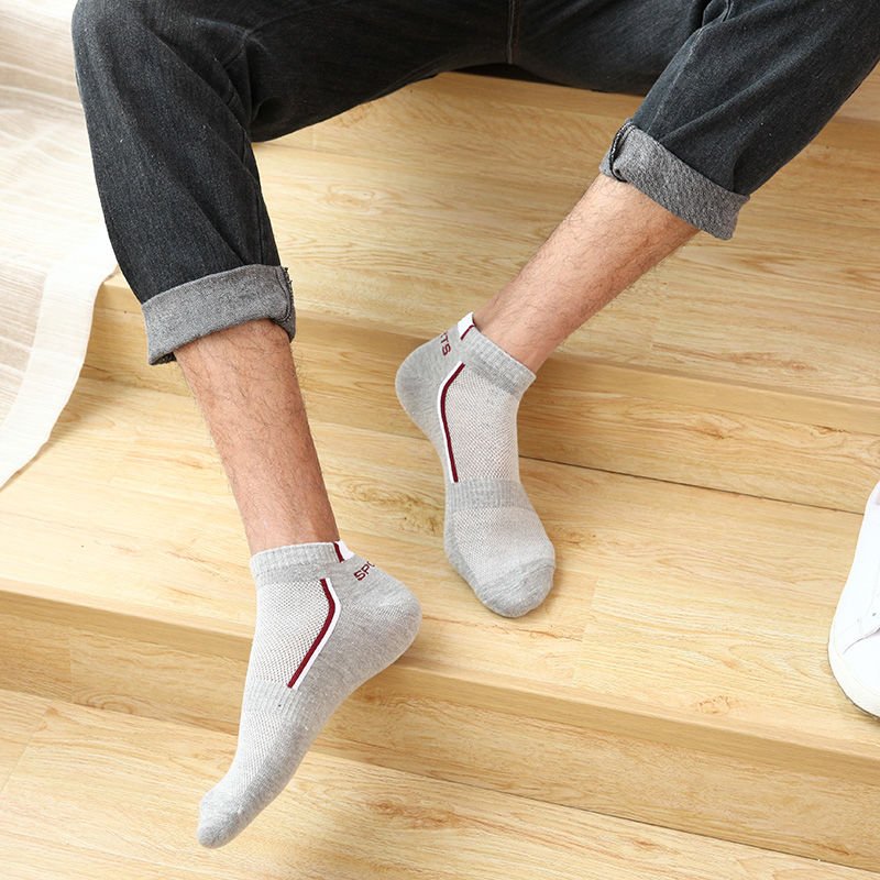 10 Pair High Quality Men Ankle Socks Breathable Cotton Sports Socks Mesh Casual Athletic Summer Thin Cut Short Sokken Size 38-48 - Yallafit