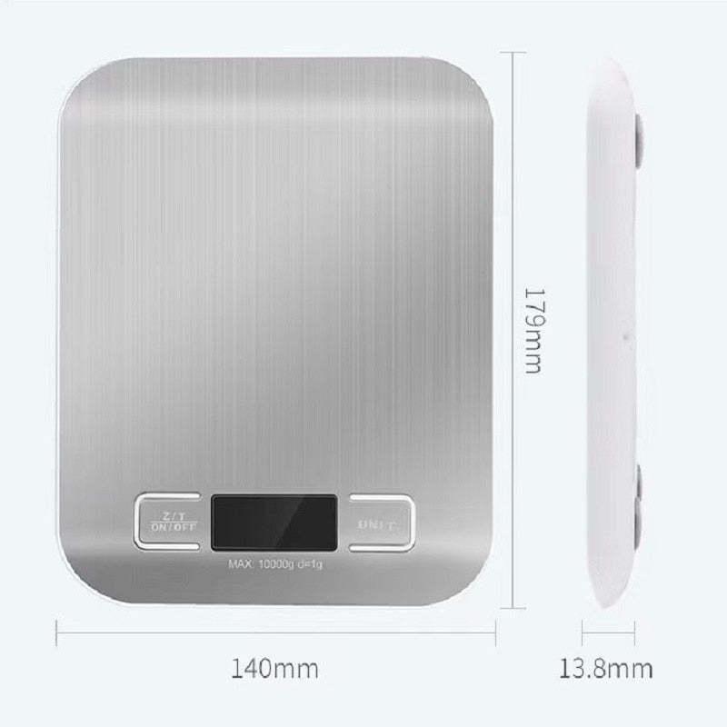 10KG Kitchen Scales Stainless Steel Weighing For Food Diet Postal Balance Measuring LCD Precision Electronic - Yallafit
