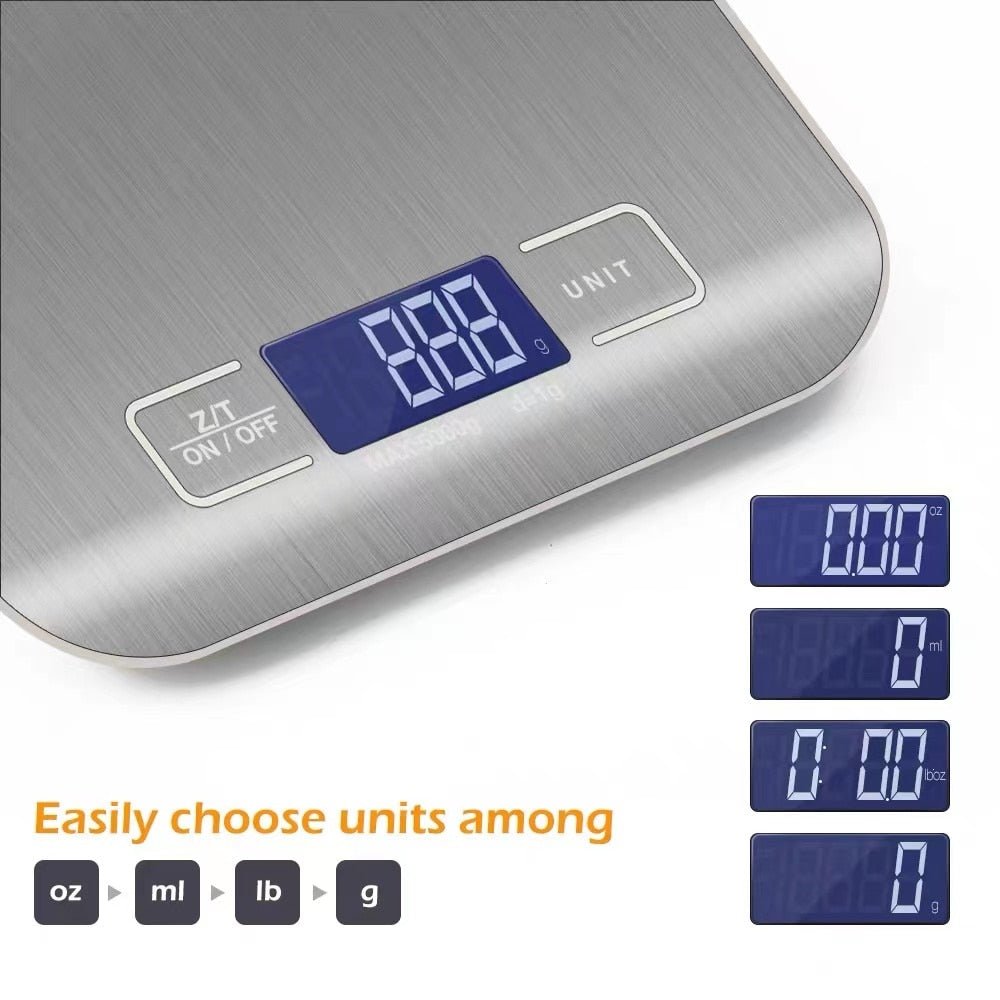 10KG Kitchen Scales Stainless Steel Weighing For Food Diet Postal Balance Measuring LCD Precision Electronic - Yallafit