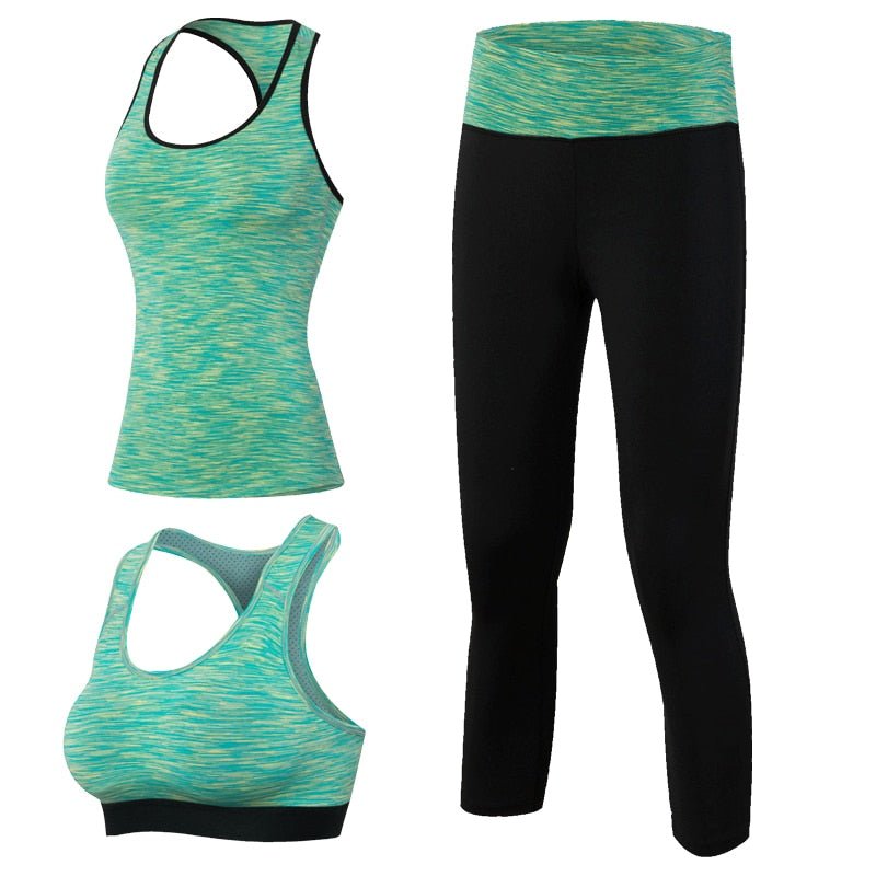 1/2/3pcs Fitness Yoga Tracksuit for Women Sleeveless Sport Shirt Gym Bra Tops Trousers Girl Sport Suit Gym Pants Green Yoga suit - Yallafit