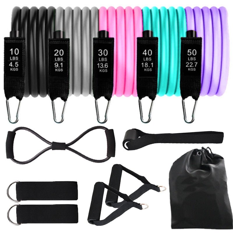 12PCS Resistance Bands Set Bodybuilding Home Gym Equipment Professional Training Weight Fitness Elastic Rubber Bands Expander - Yallafit