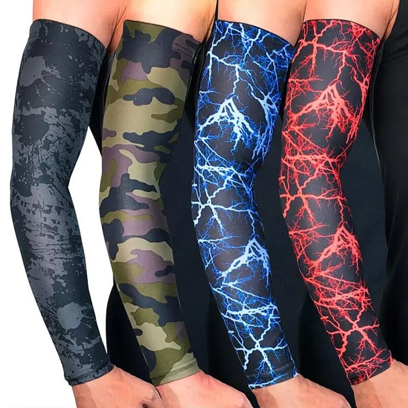 1Pair Breathable Quick Dry UV Protection Running Arm Sleeves Basketball Elbow Pad Fitness Armguards Sports Cycling Arm Warmers 8 - Yallafit