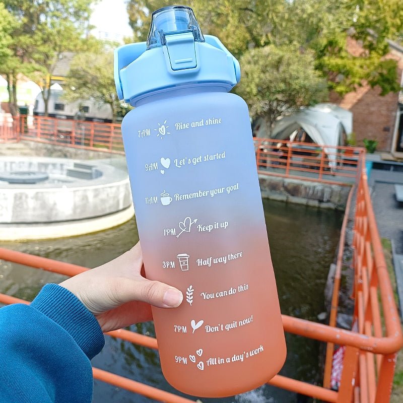 2 Liters Water Bottle Motivational Drinking Bottle Sports Water Bottle With Time Marker Stickers Portable Reusable Plastic Cups - Yallafit