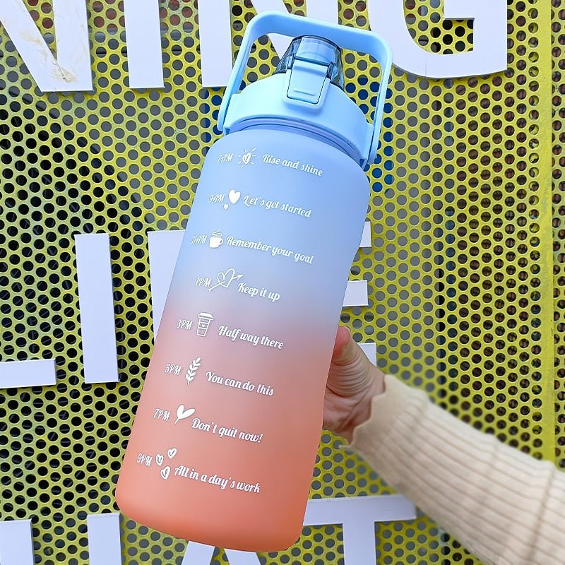 2 Liters Water Bottle Motivational Drinking Bottle Sports Water Bottle With Time Marker Stickers Portable Reusable Plastic Cups - Yallafit