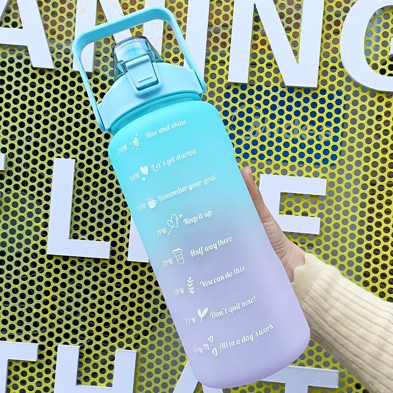 2 Liters Water Bottle Motivational Drinking Bottle Sports Water Bottle With Time Marker Stickers Portable Reusable Plastic Cups - Yallafit