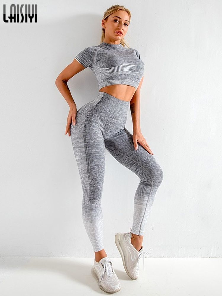 2 Piece Push Up Set Leggings Shirt Gym Sets Tracksuit Women Workout Gym Clothing Sport Clothes Fitness Suits Women's Sportswear - Yallafit