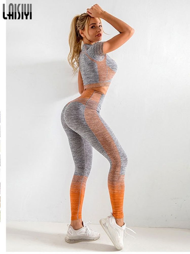 2 Piece Push Up Set Leggings Shirt Gym Sets Tracksuit Women Workout Gym Clothing Sport Clothes Fitness Suits Women's Sportswear - Yallafit