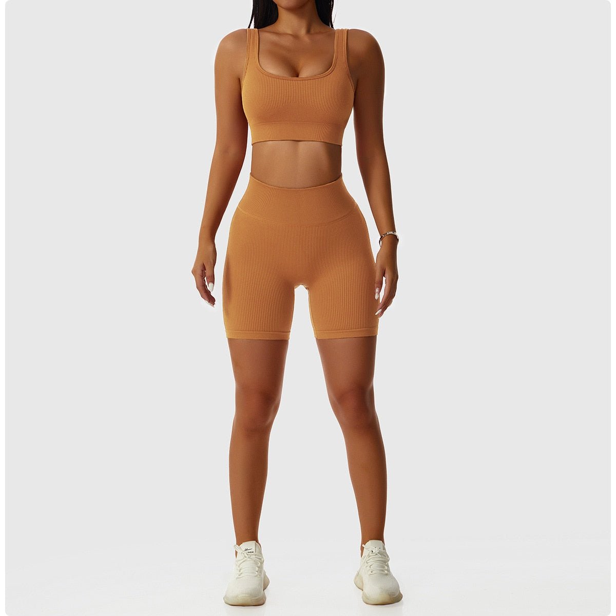 2 Piece Set Workout Clothes for Women Sports Bra and Leggings Set Sports Wear for Women Gym Clothing Athletic Yoga Set - Yallafit