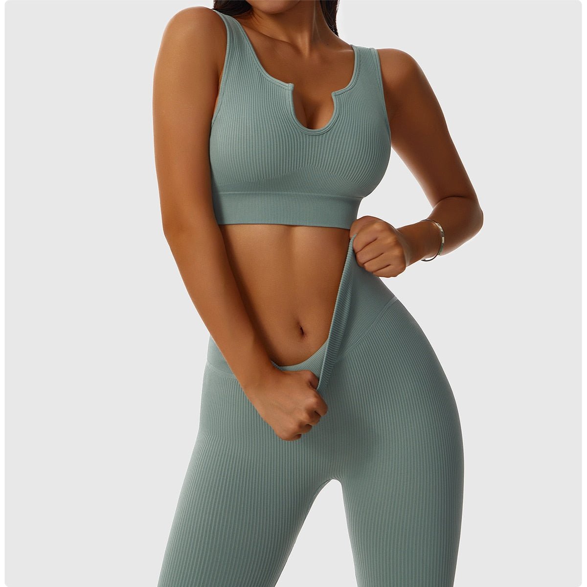 2 Piece Set Workout Clothes for Women Sports Bra and Leggings Set Sports Wear for Women Gym Clothing Athletic Yoga Set - Yallafit