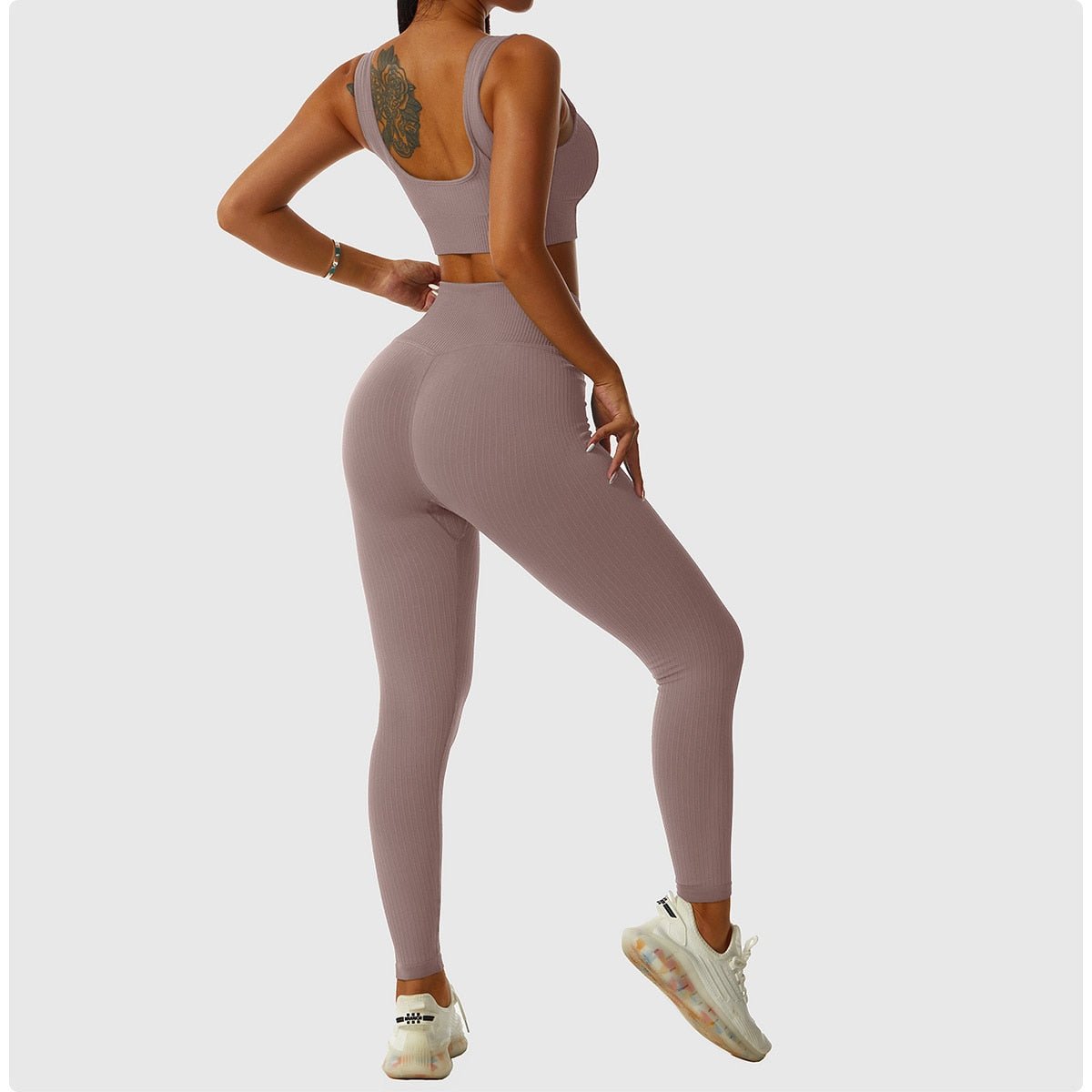 2 Piece Set Workout Clothes for Women Sports Bra and Leggings Set Sports Wear for Women Gym Clothing Athletic Yoga Set - Yallafit