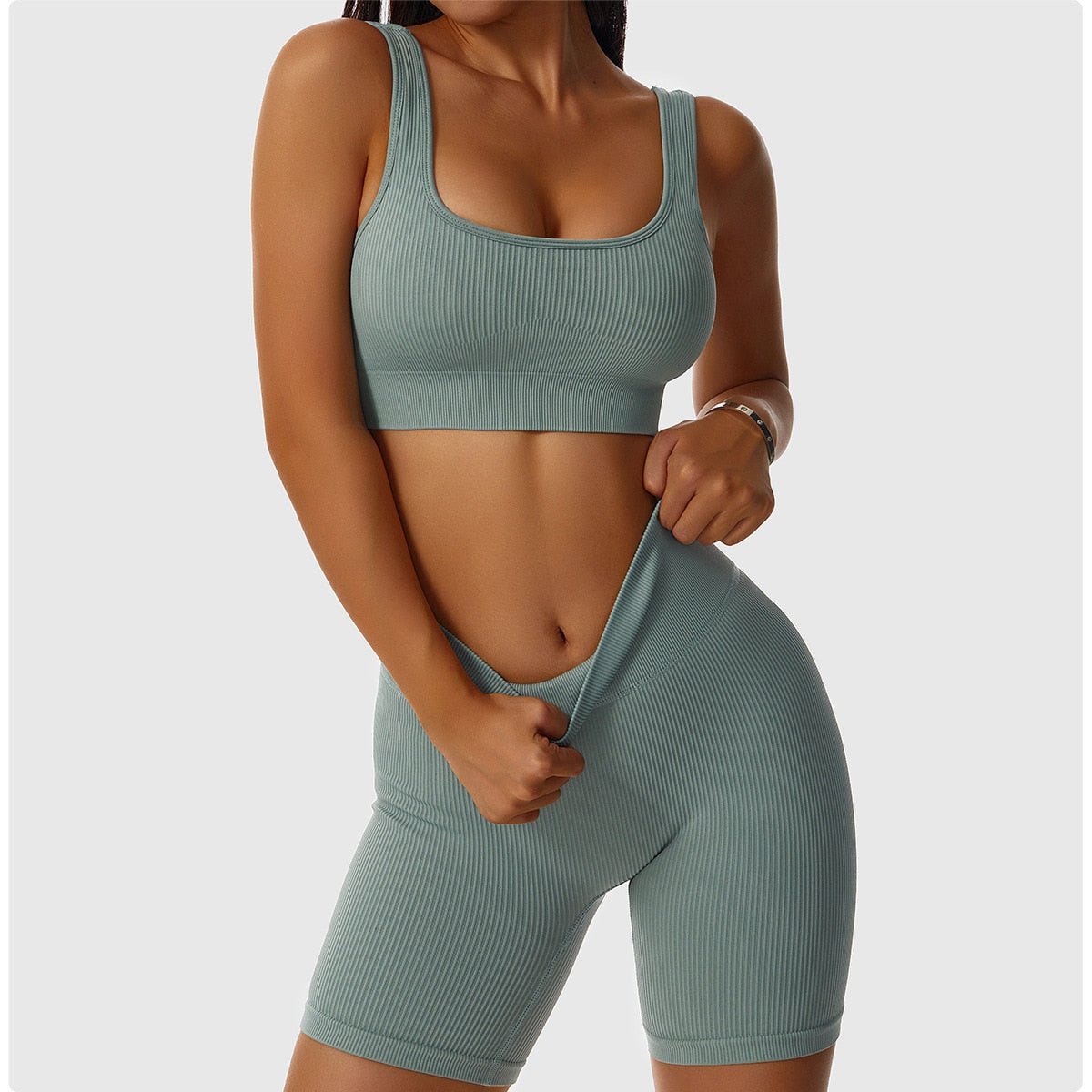 2 Piece Set Workout Clothes for Women Sports Bra and Leggings Set Sports Wear for Women Gym Clothing Athletic Yoga Set - Yallafit