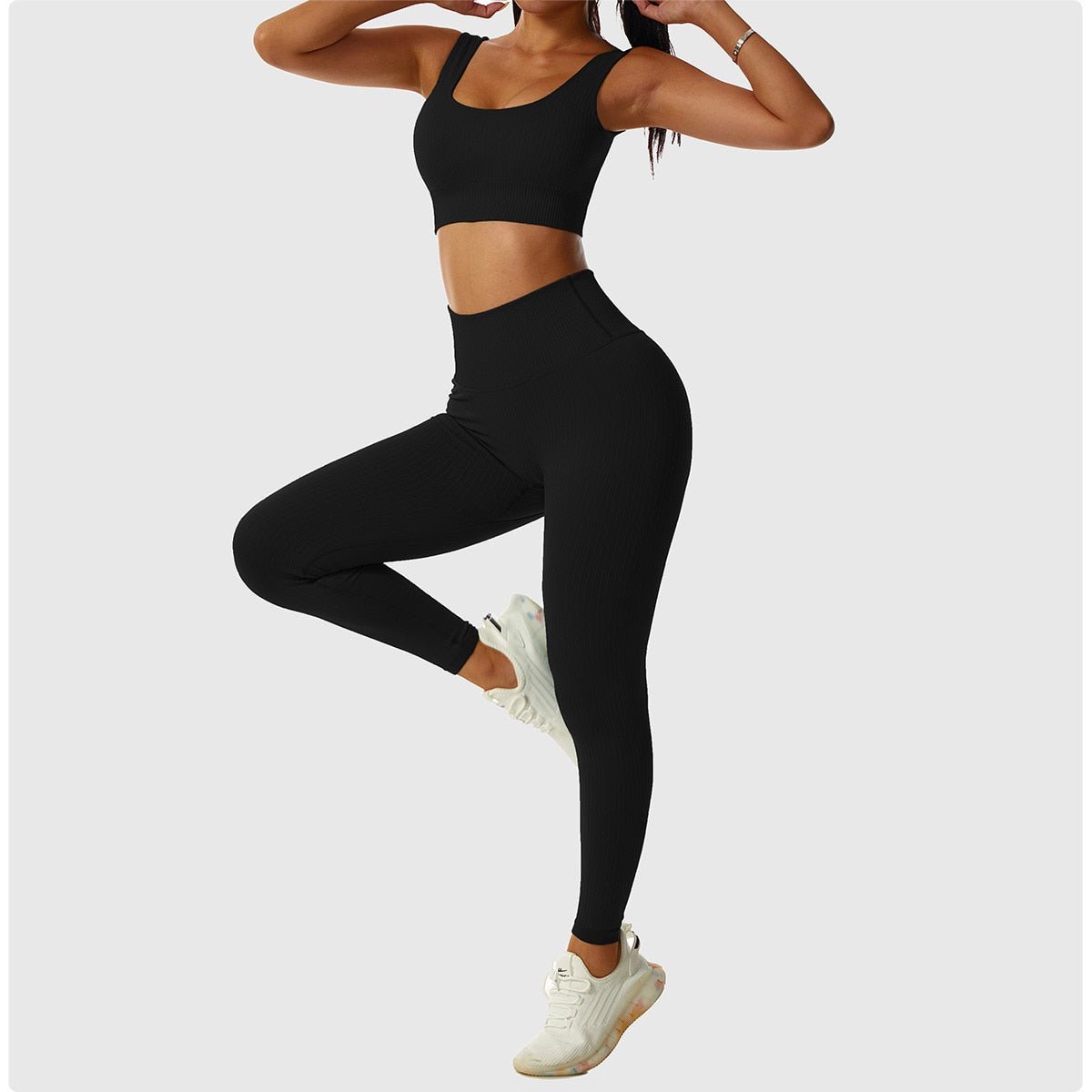 2 Piece Set Workout Clothes for Women Sports Bra and Leggings Set Sports Wear for Women Gym Clothing Athletic Yoga Set - Yallafit