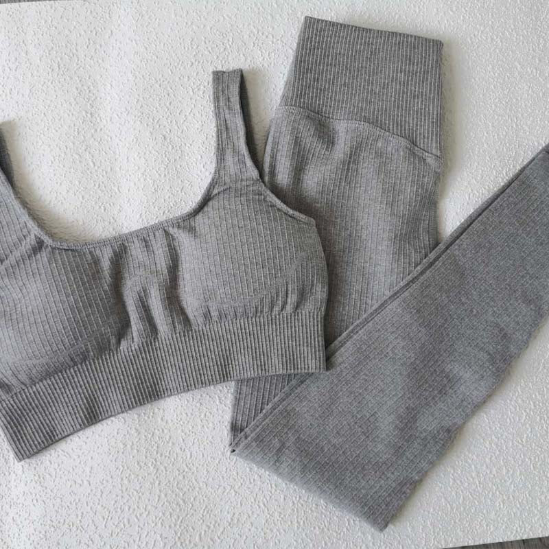 2 Piece Set Workout Clothes for Women Sports Bra and Leggings Set Sports Wear for Women Gym Clothing Athletic Yoga Set - Yallafit