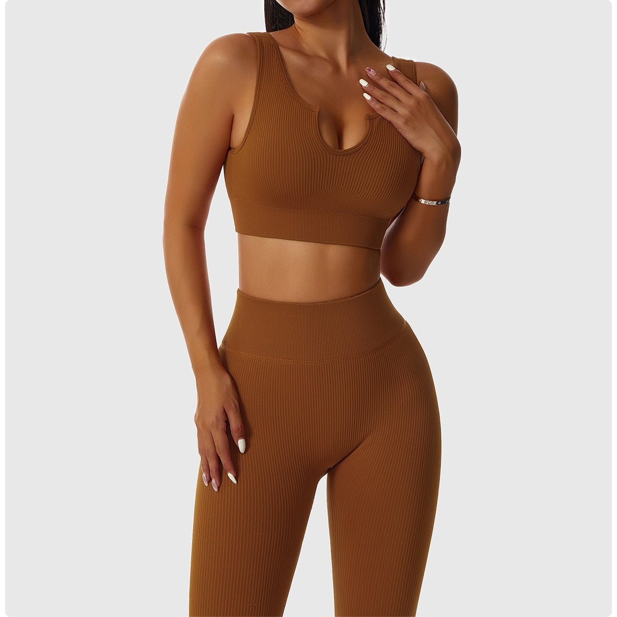 2 Piece Set Workout Clothes for Women Sports Bra and Leggings Set Sports Wear for Women Gym Clothing Athletic Yoga Set - Yallafit