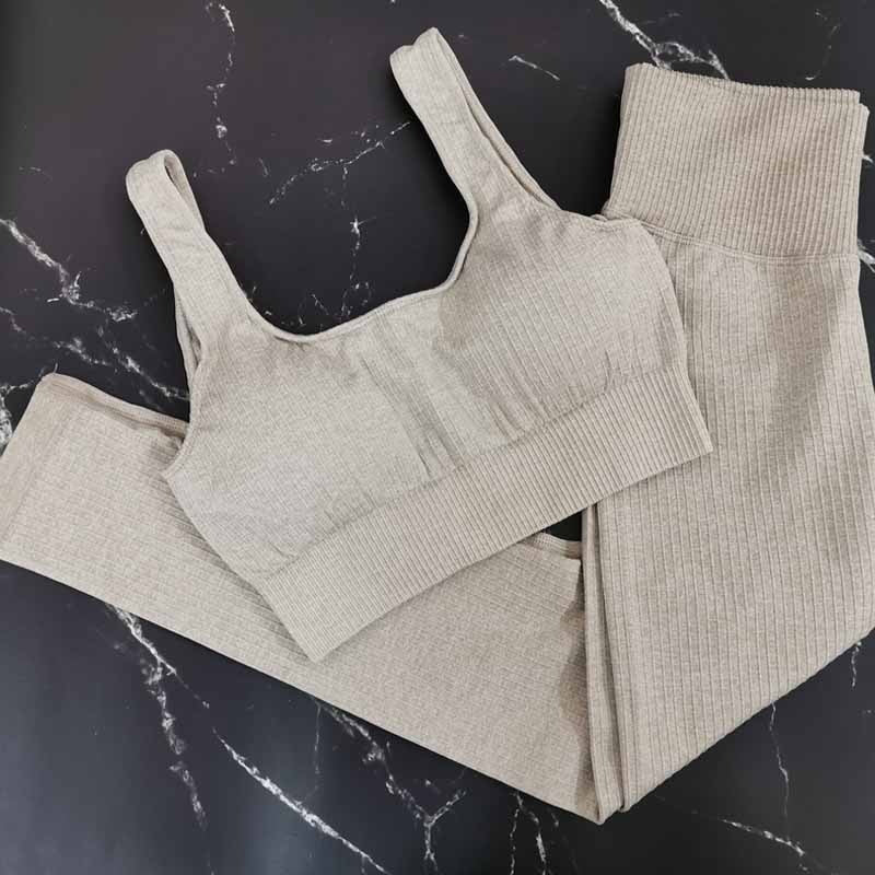 2 Piece Set Workout Clothes for Women Sports Bra and Leggings Set Sports Wear for Women Gym Clothing Athletic Yoga Set - Yallafit