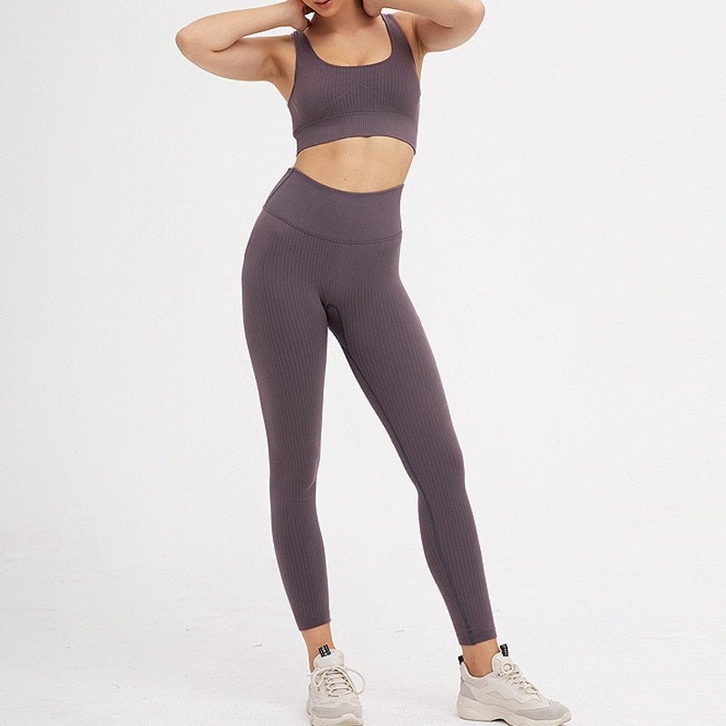 2 Piece Set Workout Clothes for Women Sports Bra and Leggings Set Sports Wear for Women Gym Clothing Athletic Yoga Set - Yallafit